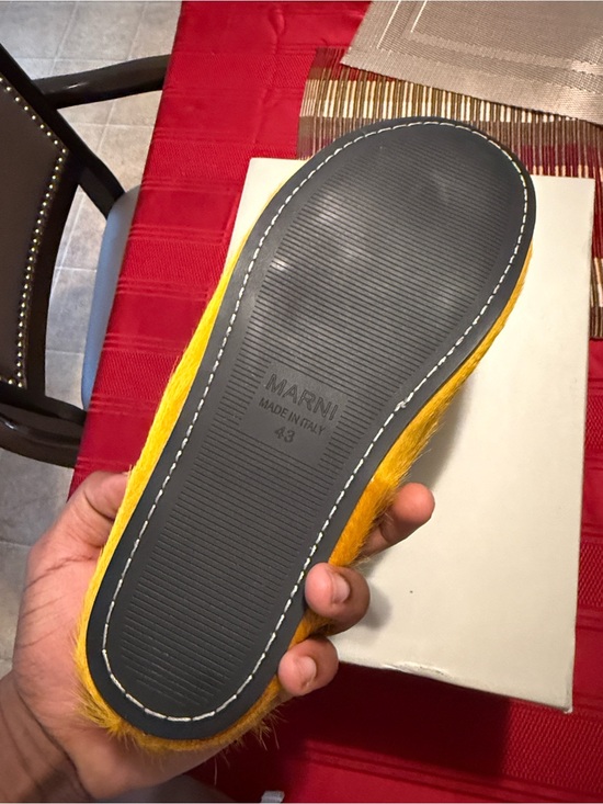 Marni Bright Yellow Fur Slide Mules main image 5